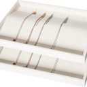 Coward Set of 2 Stackable Necklace Holder Organizer Tray Velvet Necklace Display Stand for Selling Jewelry Box Case for Storage (beige(necklace+necklace))