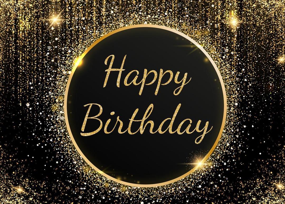 SJOLOON Birthday Backdrop Gold Photo Backdrop for Men Women Birthday Party Decoration Photoshoot 12707 (7x5FT)