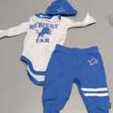 Gerber NFL Team Baby Boys' 3-Piece Onesie Bodysuit, Active Pant and Cap Set, Lions, 0-3 Months