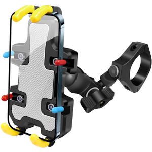 UTV Phone Mount - 360 Adjustable Heavy Duty Phone Holder 8 Claws Fits 1.75 to 2 Inch Round Tube Fits RZR Maverick X3 Ranger Pioneer Talon Teryx Mule for 4.0" to 7.2" Cell Phone (Colorful)