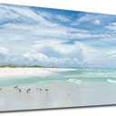 NINEASO Sea Beach Canvas Wall Art Aqua Ocean Pictures Nature Wall Decor Coastal Seagulls Prints Modern Seascape Painting Artwork for Living Room Bedroom Office Wall Decoration 29" x 58"