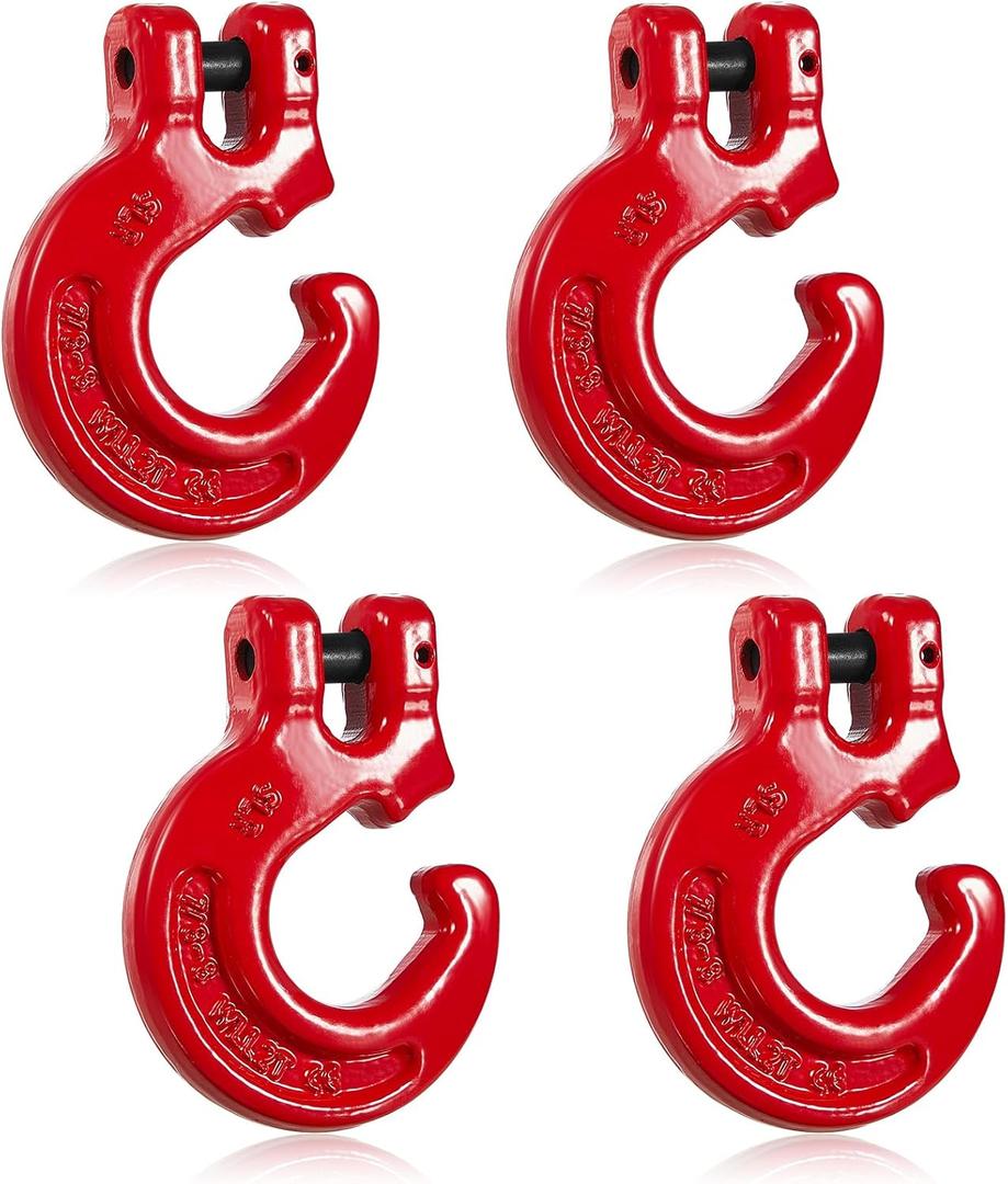 Therwen 4 Pack 5/16" G80 Logging Chain Choker Hook Slip Metal Log Hook with 2 Tons 4400lbs Working Load Limit, Red