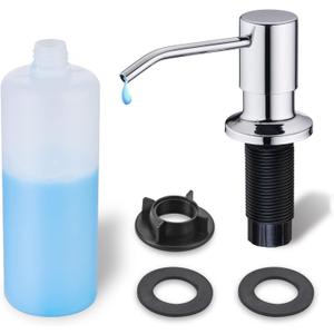 Chrome Soap Dispenser for Kitchen Sink, WEWE Kitchen Sink Soap Dispenser Built in for Counter Top Refillable Under Sink in Sink Soap Dispenser Stainless Steel Polished Chrome