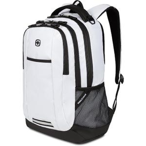 SWISSGEAR Cecil 18-Inch Laptop Backpack Fits 16-Inch Laptop, Travel Daypack with Organizer Pockets, Water Bottle Holders & Padded Straps White