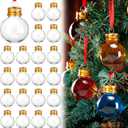 24Pcs 1.7oz Christmas Shot Glasses for Tree Ornaments - Clear Plastic Fillable Ornaments Booze Balls for Cocktails, Funny Friendsmas Party Decorations (Ball)