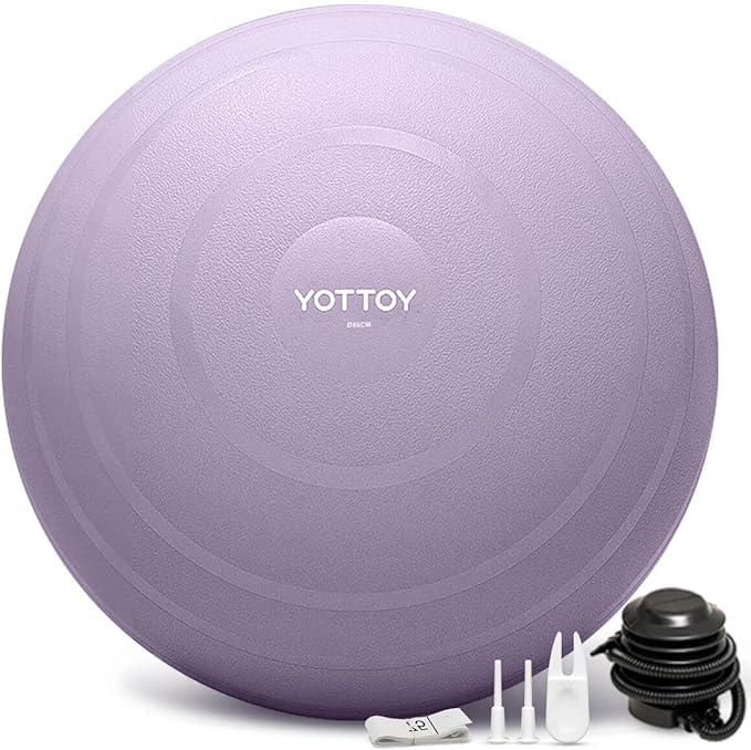 YOTTOY Anti-Burst Exercise Ball for Working Out, Yoga & Pregnancy, Extra Thick Workout Ball for Physical Therapy & Fitness (18IN/48-55cm)