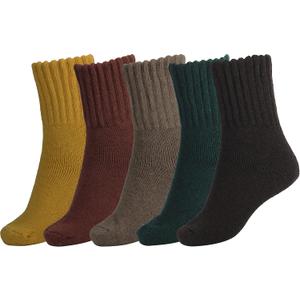 BomKinta Women Winter Solid Boots Socks Thick Warm Wool Socks Cozy Crew Socks for Women Christmas Gift, Brown Red Green Yellow Khaki, Medium