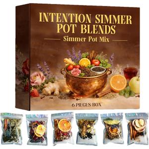 6PCS Simmer Pot Potpourri, Mixed Flavors Simmer Pot Mix with Natural Ingredients, A Mixture of Herbs, Salt & Dried Fruit for Home Fragrance Odor Removal, Holiday(One Pack(6 Pcs))