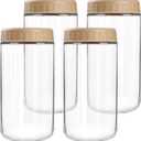 SHOWIN Overnight Oats Containers with Lids, 24oz Glass Jars with Lids 4 pcs, Taffy, Wide Mouth Mason jars for Salad, Yogurt, Snacks, Meal Prep