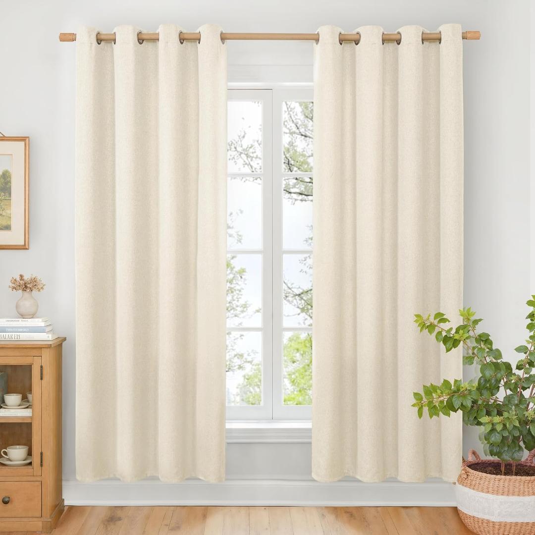 BGment 78 Inch Length Linen Curtains for Living Room, Window Treatments Thick No See Through Light Filtering with Grommet for Farmhouse Bedroom, 2 Panels Set, Each 52 Inch Wide