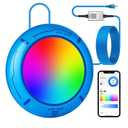 Above Ground Pool Lights with APP Control 20W RGB Dimmable LED Pool Lights with Suction Cups and Built-in Magnets 12V Underwater Pool Light for Above ground Inground Pools IP68 Waterproof 28FT Cord B