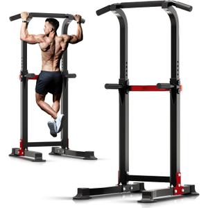 ZENOVA Pull Up Bar Dip Bar Squat Rack Workout Dip Station Height Adjustable Free Standing Chin Up Bar