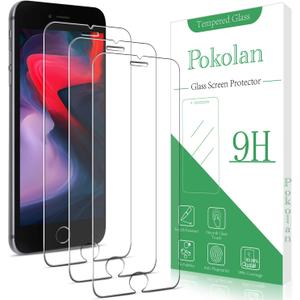 3 x Pokolan [3 Pack] Screen Protector for iPhone SE 3, SE 2022, iPhone SE 2, SE 2020 Tempered Glass Film Bubble Free Case Friendly (Clear)