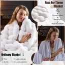 Faux Fur Throw Blanket for Couch, Fluffy Fuzzy Plush Bubble Blanket, Soft Warm Cozy Shaggy Rabbit Blanket, Luxury Decorative Gifts for Sofa Bedroom Living Room, 90x90inch (Beige)