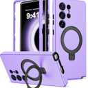 Designed for Samsung Galaxy S25 Ultra Case with Magnetic Ring Stand [Compatible with Mag-Safe][Military Grade Drop Protection] S25 Ultra Phone Case 6.9",Light Purple