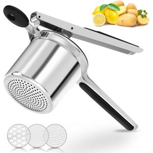 Potato ricer, Heavy Duty Ricer for Mashed Potatoes, Large Potato Masher Stainless Steel with Ergonomic Handle, Efficiently for Fluffy Mashed Potatoes