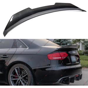 WheelX Real Carbon Fiber Rear Spoiler Compatible with 2008-2012 Audi A4 B8, PSM Style Duckbill Fits for 08-12 4 Door Sedan, High Kick Trunk Tail Deck Lid Wing Lip