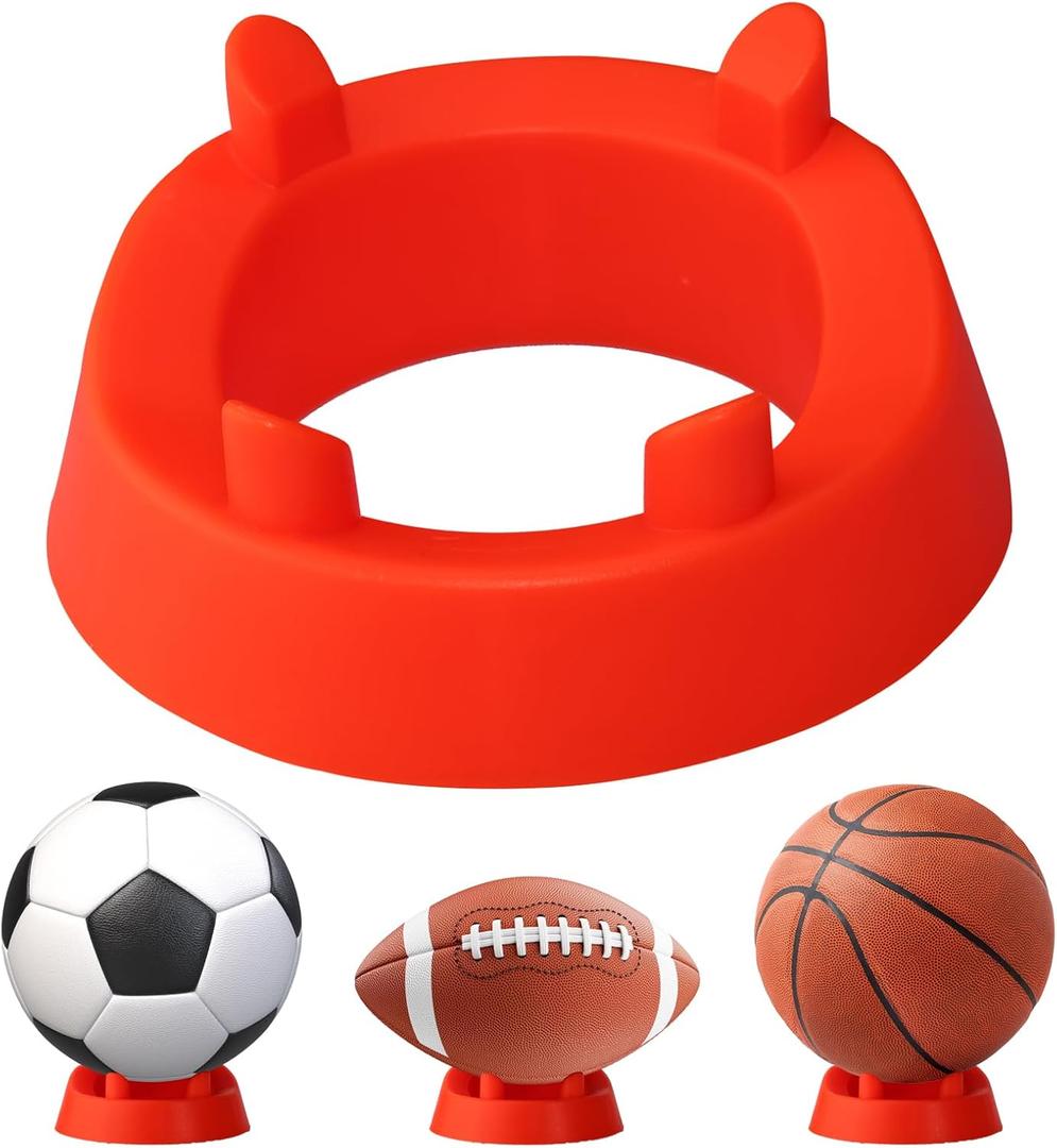2 Pack Plastic Ball Stand Holder,Display Stand for Basketball /Football /Rugby,Round Pedestal Rack,Memorabilia Display Ball Stand 4.7" x 2" (Orange)