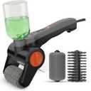 Electric Grill Brush Cordless Rechargeable with Soap Dispenser, Automatic Outdoor BBQ Electric Grill Cleaner Brush Including Interchangeable Stainless Steel Wire & Bristle Free Chain Brush