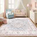 Square 6ft Washable Nursery Girls Low Pile Area Rug Pink Blue