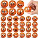 24 Pcs Mini Face Basketball Stress Balls for Boys Girls Face Fidget Toys Bulk Foam Balls for Stress and Anxiety Relief Balls for Party Favors Birthday Gift Decoration