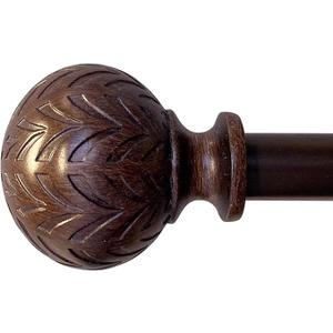 Hermosa 26-48 Inch Adjustable Curtain Rod Set, 5/8 Inch Diameter in Walnut
