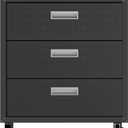 Manhattan Comfort Fortress Textured Metal 31.5" Garage Mobile Chest with 3 Full Extension Drawers in Charcoal Grey