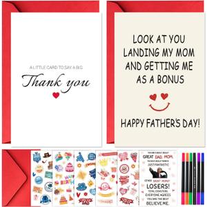 3 x TOYPOPOR Mother's Day Card, Happy Mother's Day Mom Gift, Father's Day Greeting Cards with Blank Cards, Envelopes, Stickers and Pens, Personalized Gift for Mom Dad Wife Husband from Daughter Son