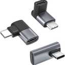 Basesailor USB C 90 Degree Adapter 3Pack,100W Right Angle Extender,Type C Male to USBC Female Connector,40Gbps USB4 Thunderbolt 4 3 Extension Converter for iPhone 17 17e 16,MacBook,Steam,Switch,Laptop