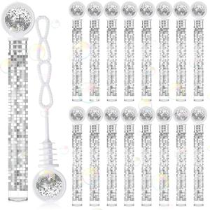 48 Pcs Disco Wedding Party Favors Bubbles Wands Bulk with Disco Balls Top and Stickers Party Favors Supply Bubble Wands for Summer Birthday Wedding Gift Outdoor Indoor Activity