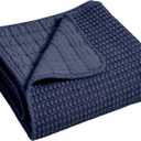 Levtex Home - Mills Waffle - Throw - Navy Cotton Waffle - Throw Size 50 x 60in.