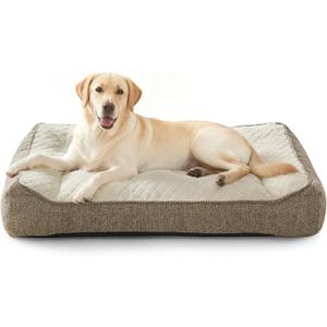 JOEJOY XL Orthopedic Dog Beds Large Sized Dog, Extra Thick Supportive Big Dogs Couch Bed with Sides, Ultra Soft Pet Bed Sofa for Large Dogs, Beige, 42inch