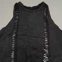 Women's Hollow Out Summer Sleeveless Tank Tops Washed Retro Rock Concert Outfits Tops Streetwear (Black)