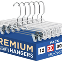 Clear Plastic Hangers - 20 Pieces 14 Inches Anti-Slip Space-Saving, Closet Organization Solution - Pants, Trousers, Skirts, Jeans Hangers with 360° Swivel Hook and Adjustable Clips - Clear