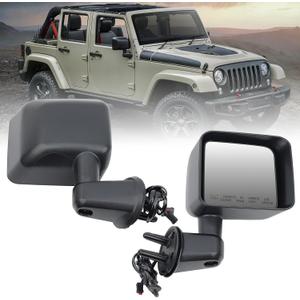 Right Passenger Side Mirror Compatible with Jeep Wrangler JK 2015 2016 2017 2018 Power Heated Manual Folding Door Mirrors Replacement 5 Pins
