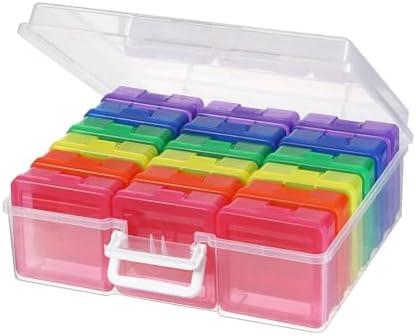 novelinks Stackable Plastic Clear Storage Box Containers with Latching Lid - Art Craft Supply Organizer Storage Containers for Pencil Box, Crayon, Jewelry (18 Pack Colorful Small)