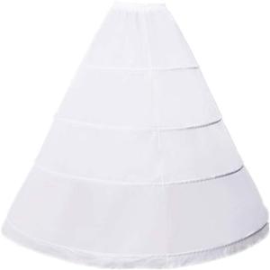 ZLQQ Women's 4-Hoop Petticoat Crinoline Underskirt for Wedding Ball Gown Tutu Tulle Slips Skirt (Medium-Large, White)