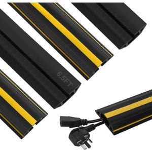 Floor Cord Cover 6.5Ft 2Pcs Heavy Duty PVC Floor Cable Protector Electric Cord Hider Cable Management Floor Strip Extension Cord Covers Cable Raceway for Wires on Floor Inner Channel 1.36" W x 0.43" H