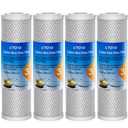 1 Micron 2.5" x 10" Whole House CTO Carbon Sediment Water Filter Cartridge Compatible with DuPont WFPFC8002, WFPFC9001, SCWH-5, WHCF-WHWC, FXWTC, CBC-10, RO Unit, Pack of 3
