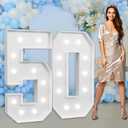 imprsv Marquee Numbers Large 50th-Birthday Decorations: 4ft Light Up Number Party Decor 50 Year Old Women and Men Birthday Decoration Backdrop Anniversary Cardboard Big Mosaic Balloon Frame Number 50
