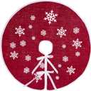MACTING Christmas Burlap Tree Skirt, 30 Inch Red Countryside Tree Skirt with White Snowflake Printed, Small Rustic Tree Mat for Home Party Holiday Winter Indoor Xmas Decorations