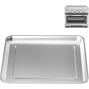 Baking Pan Stainless Steel, 12.4" x11" Air Fryer Pan Replacement Tray for Cuisinart TOA-060 and TOA-065 TOA-70 Airfryer Toaster Oven Accessories Parts for Cooking Bread and Broiling