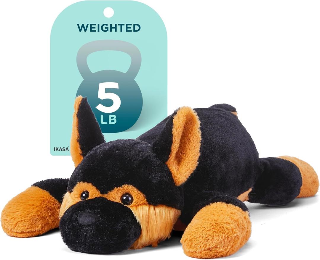 IKASA 5lbs Weighted Stuffed Animal German Shepherd Dog,26 inches Plush Toy Giant Large Big Jumbo Soft Puppy,Huge Size Cute Plushie,Gift for Kids