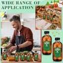 Uiifan 12 Pack Amber Glass Bottles Boston Round Sample Bottles Glass jars with Lids Dark Vanilla Extract and 12 Pcs Christmas Green Snowflakes Stickers for Gift Beans(8 oz)