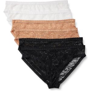 Amazon Essentials Women's Stretch All Over Lace Knickers, Boyshort, Cheeky & Thong Styles, Pack of 6 (L)
