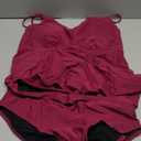 Aleumdr Women's Tankini Bathing Suit 2 Piece Tummy Control Swimsuit Scallop Trim Tankini Top with Bottom (Large, Purple)