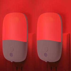 670nm Red Night Light with Retractable Plug [2 Pack] - Zero Blue Light, with Dusk to Dawn Sensor - Auto On/Off 0.3W LED Night Light Plug into Wall Pefect for Bedroom,Bathroom,Nursery,Hallway