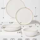 Pokini 32 Piece White Dinnerware Set with Pasta Bowls, Reactive Glaze Stoneware for 8 | Perfect for MultiCourse Dinners, Hosting Large Groups, Holiday Serving Needs
