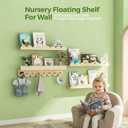 24 Inch Floating Shelves for Wall, 4-Pack Nursery Book Shelves with Hooks, Scalloped Shelves, Wall Book Shelves for Kids Room, Baby Room, Bedroom, Nursery Decor