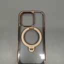 CASEKOO for iPhone 16 Pro Case Desert Titanium 360 Spin Magnetic Stand [Compatible with Magsafe][16FT Military Protection] Slim Polished Frame Titanium Alloy Sturdy Stand 6.3'', Rose Gold